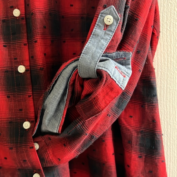 NWT 🌲 TOMMY HILFIGER RED/BLACK TEXTURED BUTTON DOWN LONG SLEEVE PLAID SHIRT 3X - Picture 4 of 10